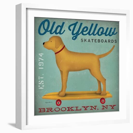 Golden Dog on Skateboard-Ryan Fowler-Framed Art Print