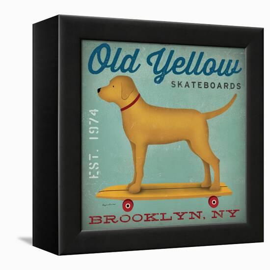 Golden Dog on Skateboard-Ryan Fowler-Framed Stretched Canvas