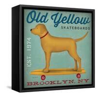 Golden Dog on Skateboard-Ryan Fowler-Framed Stretched Canvas