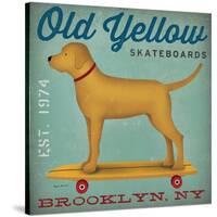 Golden Dog on Skateboard-Ryan Fowler-Stretched Canvas