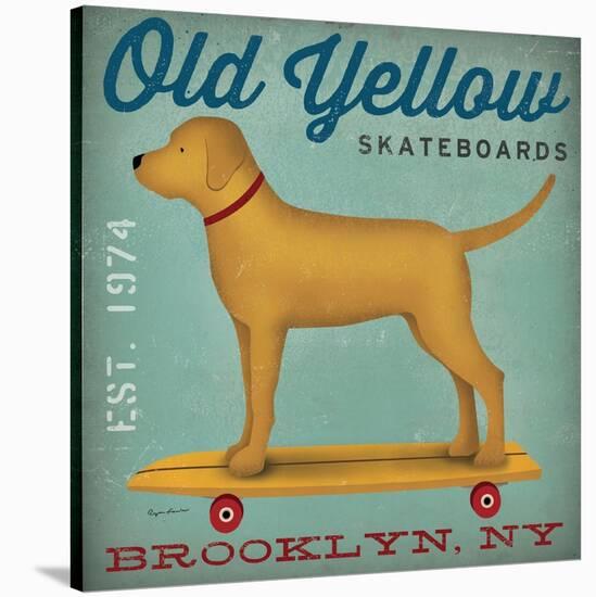 Golden Dog on Skateboard-Ryan Fowler-Stretched Canvas