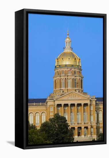 Golden dome of Iowa State Capital building, Des Moines, Iowa-null-Framed Stretched Canvas