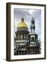 Golden Dome of St. Isaac's Cathedral Built in 1818 and the Equestrian Statue of Tsar Nicholas-Gavin Hellier-Framed Photographic Print