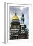 Golden Dome of St. Isaac's Cathedral Built in 1818 and the Equestrian Statue of Tsar Nicholas-Gavin Hellier-Framed Photographic Print