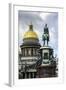 Golden Dome of St. Isaac's Cathedral Built in 1818 and the Equestrian Statue of Tsar Nicholas-Gavin Hellier-Framed Photographic Print