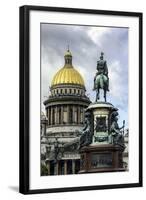 Golden Dome of St. Isaac's Cathedral Built in 1818 and the Equestrian Statue of Tsar Nicholas-Gavin Hellier-Framed Photographic Print