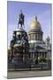 Golden Dome of St. Isaac's Cathedral Built in 1818 and the Equestrian Statue of Tsar Nicholas-Gavin Hellier-Mounted Photographic Print