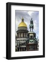 Golden Dome of St. Isaac's Cathedral Built in 1818 and the Equestrian Statue of Tsar Nicholas-Gavin Hellier-Framed Photographic Print