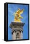 Golden Fame Statue On Pont Alexandre III - II-Cora Niele-Framed Stretched Canvas