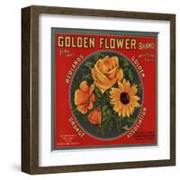 Golden Flower Brand - Redlands, California - Citrus Crate Label-Lantern Press-Framed Art Print