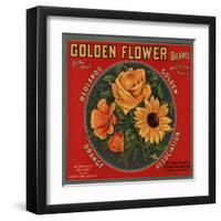 Golden Flower Brand - Redlands, California - Citrus Crate Label-Lantern Press-Framed Art Print