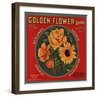 Golden Flower Brand - Redlands, California - Citrus Crate Label-Lantern Press-Framed Art Print