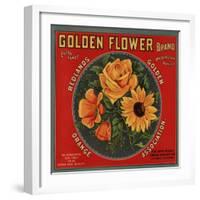 Golden Flower Brand - Redlands, California - Citrus Crate Label-Lantern Press-Framed Art Print