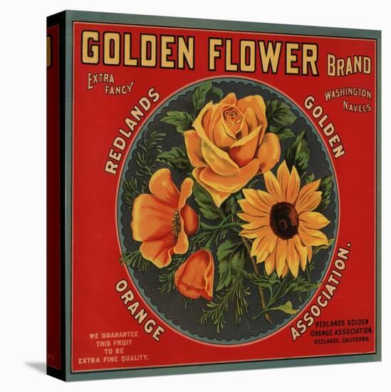 Golden Flower Brand - Redlands, California - Citrus Crate Label-Lantern Press-Stretched Canvas