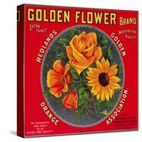 Golden Flower Orange Label - Redlands, CA-Lantern Press-Stretched Canvas