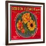 Golden Flower Orange Label - Redlands, CA-Lantern Press-Framed Art Print