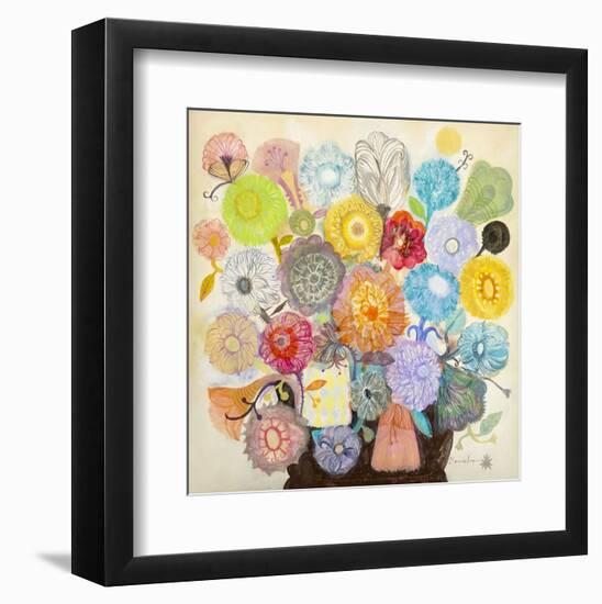 Golden Flowers-Mercedes Lagunas-Framed Art Print