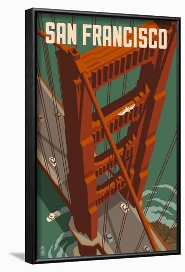 Golden Gate Bridge Aerial - San Francisco, California-Lantern Press-Framed Art Print