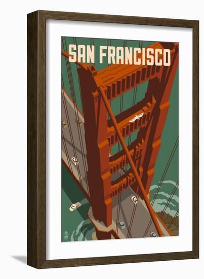 Golden Gate Bridge Aerial - San Francisco, California-Lantern Press-Framed Art Print