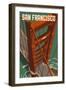 Golden Gate Bridge Aerial - San Francisco, California-Lantern Press-Framed Art Print