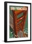 Golden Gate Bridge Aerial - San Francisco, California-Lantern Press-Framed Art Print