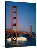 Golden Gate Bridge and Cruise Ship, San Francisco, California, USA-Steve Vidler-Stretched Canvas