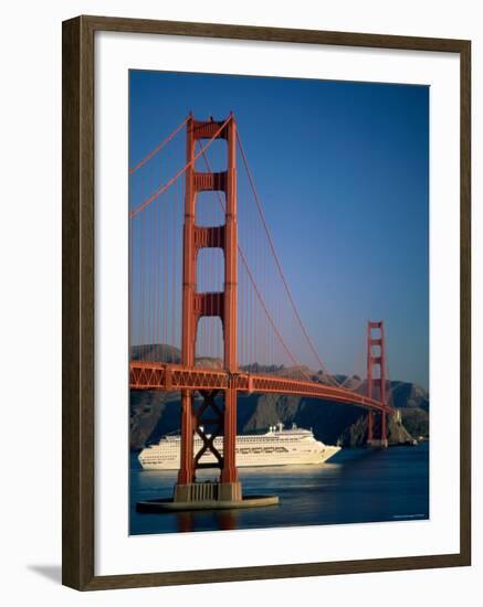 Golden Gate Bridge and Cruise Ship, San Francisco, California, USA-Steve Vidler-Framed Photographic Print