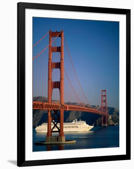 Golden Gate Bridge and Cruise Ship, San Francisco, California, USA-Steve Vidler-Framed Photographic Print