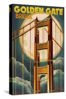 Golden Gate Bridge and Moon - San Francisco, CA-Lantern Press-Stretched Canvas