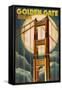 Golden Gate Bridge and Moon - San Francisco, CA-Lantern Press-Framed Stretched Canvas