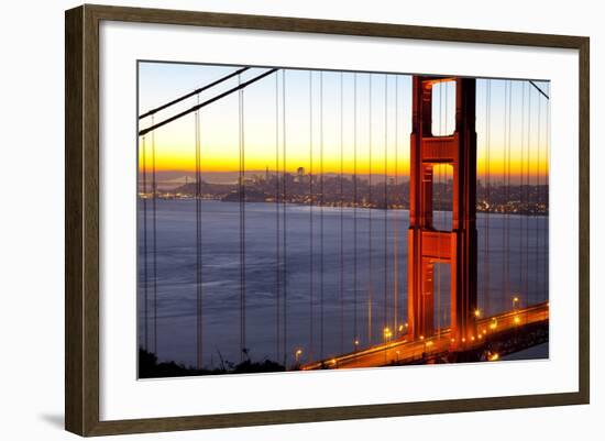 Golden Gate Bridge and San Francisco Skyline at Dawn-Miles-Framed Photographic Print