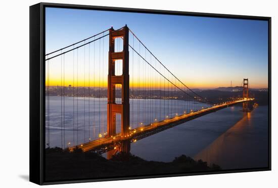 Golden Gate Bridge and San Francisco Skyline at Dawn-Miles-Framed Stretched Canvas