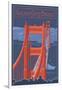 Golden Gate Bridge and Skyline - 75th Anniversary - San Francisco, CA-Lantern Press-Framed Art Print