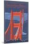 Golden Gate Bridge and Skyline - 75th Anniversary - San Francisco, CA-Lantern Press-Mounted Art Print