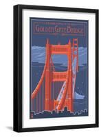 Golden Gate Bridge and Skyline - 75th Anniversary - San Francisco, CA-Lantern Press-Framed Art Print