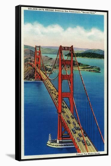 Golden Gate Bridge Arial View - San Francisco, CA-Lantern Press-Framed Stretched Canvas