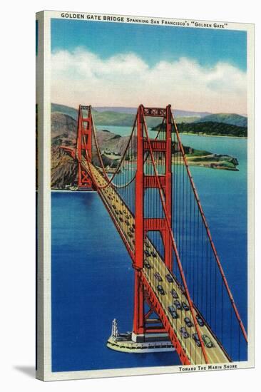 Golden Gate Bridge Arial View - San Francisco, CA-Lantern Press-Stretched Canvas