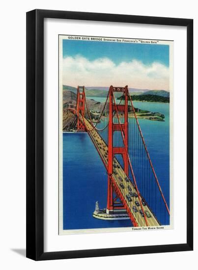 Golden Gate Bridge Arial View - San Francisco, CA-Lantern Press-Framed Art Print