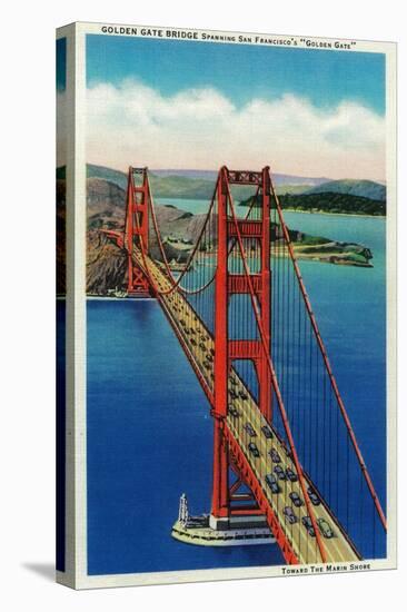 Golden Gate Bridge Arial View - San Francisco, CA-Lantern Press-Stretched Canvas