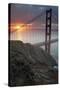 Golden Gate Bridge at Dawn with San Francisco City Lights in the Background-Adam Barker-Stretched Canvas