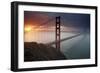 Golden Gate Bridge at Dawn with San Francisco City Lights in the Background-Adam Barker-Framed Photographic Print