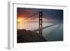 Golden Gate Bridge at Dawn with San Francisco City Lights in the Background-Adam Barker-Framed Photographic Print