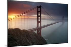 Golden Gate Bridge at Dawn with San Francisco City Lights in the Background-Adam Barker-Mounted Photographic Print