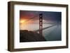 Golden Gate Bridge at Dawn with San Francisco City Lights in the Background-Adam Barker-Framed Photographic Print