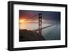 Golden Gate Bridge at Dawn with San Francisco City Lights in the Background-Adam Barker-Framed Photographic Print