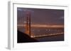 Golden Gate Bridge at Dawn with San Francisco City Lights in the Background-Adam Barker-Framed Photographic Print