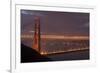 Golden Gate Bridge at Dawn with San Francisco City Lights in the Background-Adam Barker-Framed Photographic Print