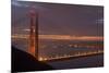 Golden Gate Bridge at Dawn with San Francisco City Lights in the Background-Adam Barker-Mounted Photographic Print