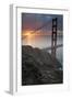 Golden Gate Bridge at Dawn with San Francisco City Lights in the Background-Adam Barker-Framed Photographic Print