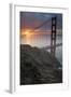 Golden Gate Bridge at Dawn with San Francisco City Lights in the Background-Adam Barker-Framed Photographic Print